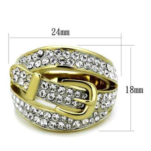 TK1906 - Two-Tone IP Gold (Ion Plating) Stainless Steel Ring with Top Grade Crystal in Clear - Alamode - Flyclothing LLC