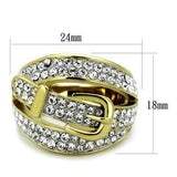 TK1906 - Two-Tone IP Gold (Ion Plating) Stainless Steel Ring with Top Grade Crystal in Clear - Alamode - Flyclothing LLC