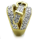 TK1906 - Two-Tone IP Gold (Ion Plating) Stainless Steel Ring with Top Grade Crystal in Clear - Alamode - Flyclothing LLC