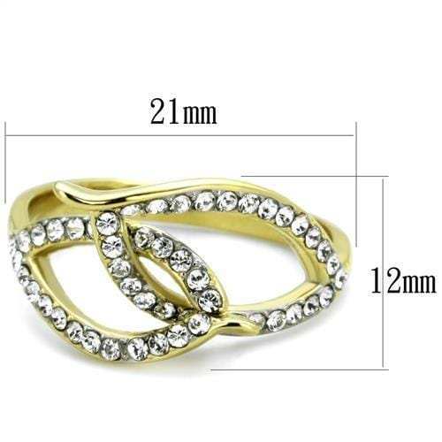 TK1907 - Two-Tone IP Gold (Ion Plating) Stainless Steel Ring with Top Grade Crystal in Clear - Alamode - Flyclothing LLC
