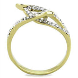 TK1907 - Two-Tone IP Gold (Ion Plating) Stainless Steel Ring with Top Grade Crystal in Clear - Alamode - Flyclothing LLC