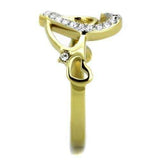 TK1908 - Two-Tone IP Gold (Ion Plating) Stainless Steel Ring with Top Grade Crystal in Clear - Alamode - Flyclothing LLC