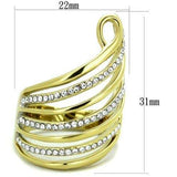 TK1909 - Two-Tone IP Gold (Ion Plating) Stainless Steel Ring with Top Grade Crystal in Clear - Alamode - Flyclothing LLC
