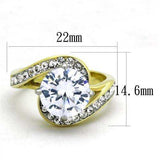 TK1911 - Two-Tone IP Gold (Ion Plating) Stainless Steel Ring with AAA Grade CZ in Clear - Alamode - Flyclothing LLC