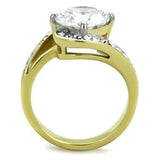 TK1911 - Two-Tone IP Gold (Ion Plating) Stainless Steel Ring with AAA Grade CZ in Clear - Alamode - Flyclothing LLC