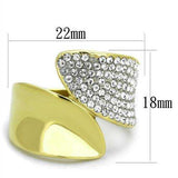TK1912 - Two-Tone IP Gold (Ion Plating) Stainless Steel Ring with Top Grade Crystal in Clear - Alamode - Flyclothing LLC