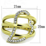 TK1913 - Two-Tone IP Gold (Ion Plating) Stainless Steel Ring with Top Grade Crystal in Clear - Alamode - Flyclothing LLC