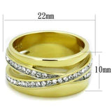 TK1914 - Two-Tone IP Gold (Ion Plating) Stainless Steel Ring with Top Grade Crystal in Clear - Alamode - Flyclothing LLC