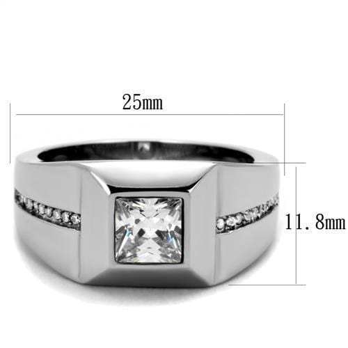TK1916 - High polished (no plating) Stainless Steel Ring with AAA Grade CZ in Clear - Alamode - Flyclothing LLC