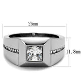 TK1916 - High polished (no plating) Stainless Steel Ring with AAA Grade CZ in Clear - Alamode - Flyclothing LLC
