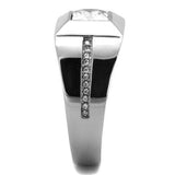 TK1916 - High polished (no plating) Stainless Steel Ring with AAA Grade CZ in Clear - Alamode - Flyclothing LLC