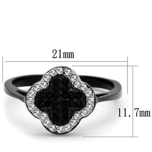 TK1917 - Two-Tone IP Black Stainless Steel Ring with Top Grade Crystal in Jet - Alamode - Flyclothing LLC