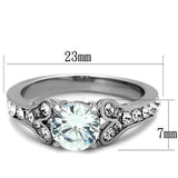 TK1918 - High polished (no plating) Stainless Steel Ring with AAA Grade CZ in Clear - Alamode - Flyclothing LLC