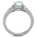 TK1918 - High polished (no plating) Stainless Steel Ring with AAA Grade CZ in Clear - Alamode - Flyclothing LLC