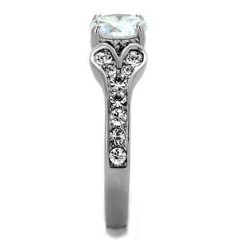TK1918 - High polished (no plating) Stainless Steel Ring with AAA Grade CZ in Clear - Alamode - Flyclothing LLC