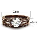 TK1919LC - IP Coffee light Stainless Steel Ring with AAA Grade CZ in Clear - Alamode - Flyclothing LLC