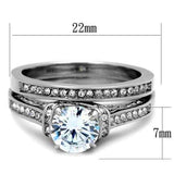 TK1919 - High polished (no plating) Stainless Steel Ring with AAA Grade CZ in Clear - Alamode - Flyclothing LLC