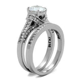 TK1919 - High polished (no plating) Stainless Steel Ring with AAA Grade CZ in Clear - Alamode - Flyclothing LLC