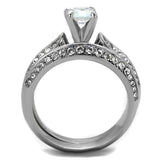 TK1920 - High polished (no plating) Stainless Steel Ring with AAA Grade CZ in Clear - Alamode - Flyclothing LLC
