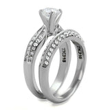 TK1920 - High polished (no plating) Stainless Steel Ring with AAA Grade CZ in Clear - Alamode - Flyclothing LLC