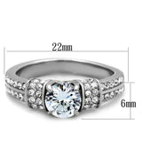 TK1921 - High polished (no plating) Stainless Steel Ring with AAA Grade CZ in Clear - Alamode - Flyclothing LLC