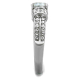 TK1921 - High polished (no plating) Stainless Steel Ring with AAA Grade CZ in Clear - Alamode - Flyclothing LLC