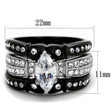 TK1922 - Two-Tone IP Black Stainless Steel Ring with AAA Grade CZ in Clear - Alamode - Flyclothing LLC