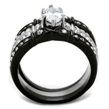 TK1922 - Two-Tone IP Black Stainless Steel Ring with AAA Grade CZ in Clear - Alamode - Flyclothing LLC