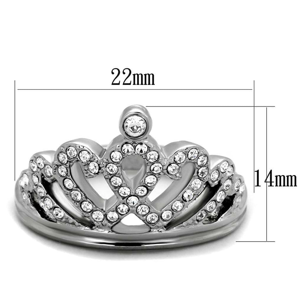 TK1923 - High polished (no plating) Stainless Steel Ring with Top Grade Crystal in Clear - Alamode - Flyclothing LLC