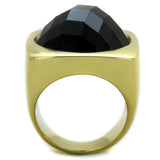 TK1925 - IP Gold(Ion Plating) Stainless Steel Ring with Synthetic Synthetic Stone in Jet - Alamode - Flyclothing LLC