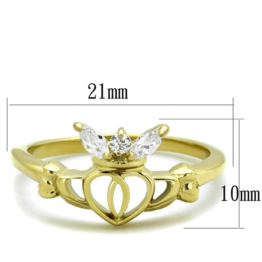 TK1926 - IP Gold(Ion Plating) Stainless Steel Ring with AAA Grade CZ in Clear - Alamode - Flyclothing LLC