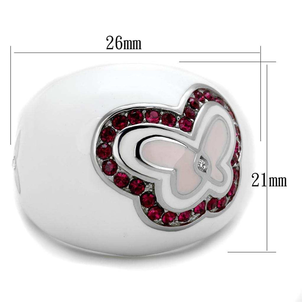 TK1927 - High polished (no plating) Stainless Steel Ring with Top Grade Crystal in Ruby - Alamode - Flyclothing LLC