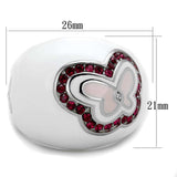 TK1927 - High polished (no plating) Stainless Steel Ring with Top Grade Crystal in Ruby - Alamode - Flyclothing LLC