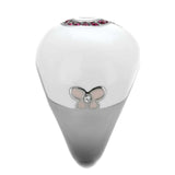 TK1927 - High polished (no plating) Stainless Steel Ring with Top Grade Crystal in Ruby - Alamode - Flyclothing LLC