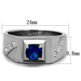 TK1929 - High polished (no plating) Stainless Steel Ring with Synthetic Synthetic Glass in Montana - Alamode - Flyclothing LLC
