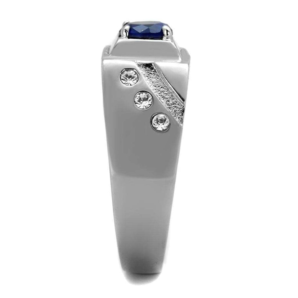 TK1929 - High polished (no plating) Stainless Steel Ring with Synthetic Synthetic Glass in Montana - Alamode - Flyclothing LLC