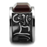 TK1964 - High polished (no plating) Stainless Steel Ring with Synthetic Synthetic Glass in Siam - Alamode - Flyclothing LLC