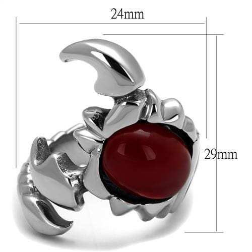 TK1969 - High polished (no plating) Stainless Steel Ring with Synthetic Synthetic Glass in Siam - Alamode - Flyclothing LLC