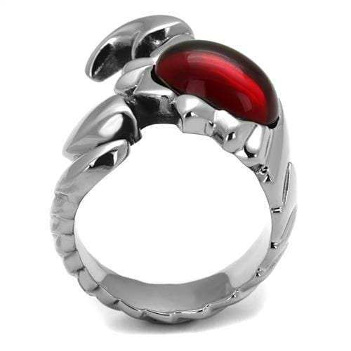 TK1969 - High polished (no plating) Stainless Steel Ring with Synthetic Synthetic Glass in Siam - Alamode - Flyclothing LLC