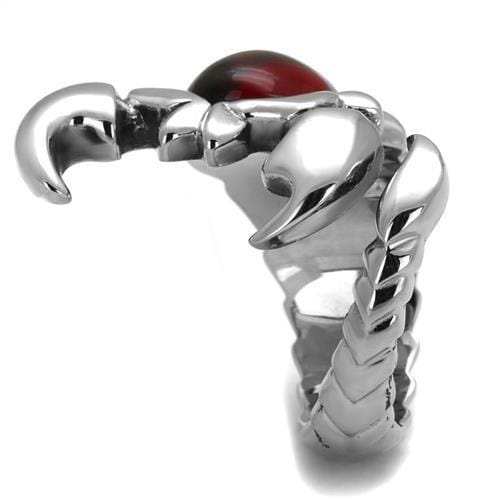 TK1969 - High polished (no plating) Stainless Steel Ring with Synthetic Synthetic Glass in Siam - Alamode - Flyclothing LLC