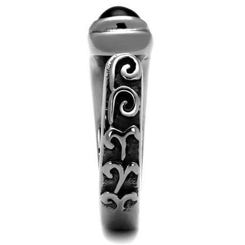 TK1971 - High polished (no plating) Stainless Steel Ring with Synthetic Onyx in Jet - Alamode - Flyclothing LLC