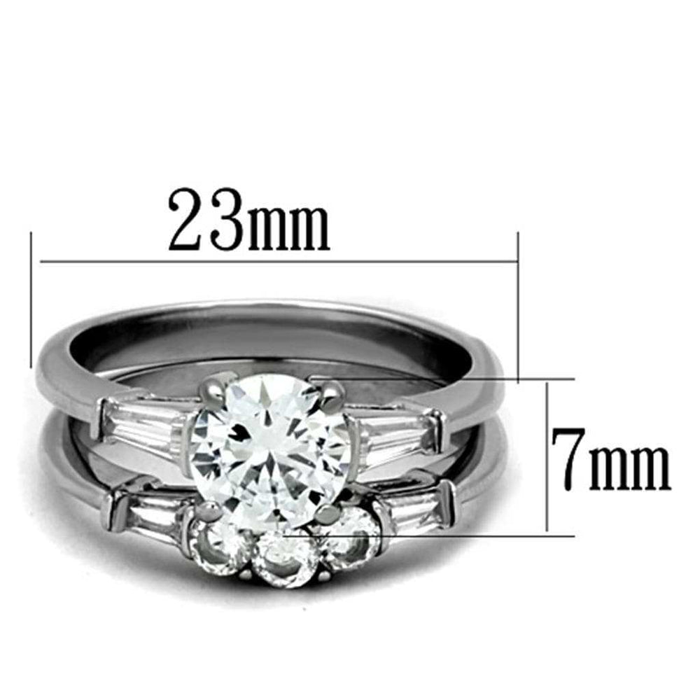 TK1W001 - High polished (no plating) Stainless Steel Ring with AAA Grade CZ in Clear - Alamode - Flyclothing LLC