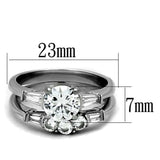 TK1W001 - High polished (no plating) Stainless Steel Ring with AAA Grade CZ in Clear - Alamode - Flyclothing LLC