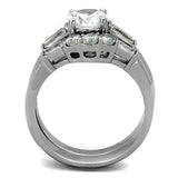 TK1W001 - High polished (no plating) Stainless Steel Ring with AAA Grade CZ in Clear - Alamode - Flyclothing LLC