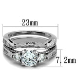 TK1W002 - High polished (no plating) Stainless Steel Ring with AAA Grade CZ in Clear - Alamode - Flyclothing LLC