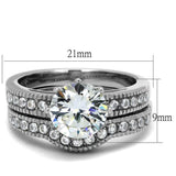 TK1W007 - High polished (no plating) Stainless Steel Ring with AAA Grade CZ in Clear - Alamode - Flyclothing LLC