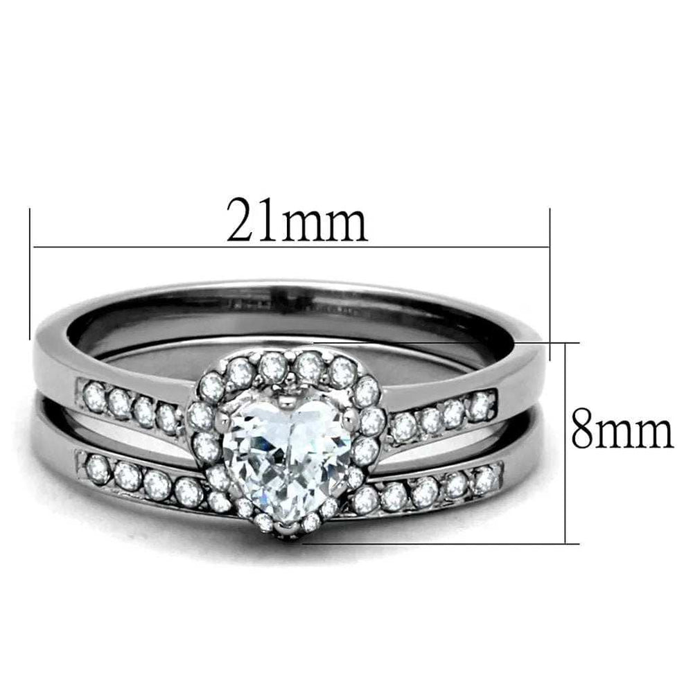 TK1W161 - High polished (no plating) Stainless Steel Ring with AAA Grade CZ in Clear - Alamode - Flyclothing LLC