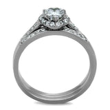 TK1W161 - High polished (no plating) Stainless Steel Ring with AAA Grade CZ in Clear - Alamode - Flyclothing LLC