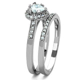 TK1W161 - High polished (no plating) Stainless Steel Ring with AAA Grade CZ in Clear - Alamode - Flyclothing LLC
