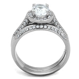 TK1W163 - High polished (no plating) Stainless Steel Ring with AAA Grade CZ in Clear - Alamode - Flyclothing LLC